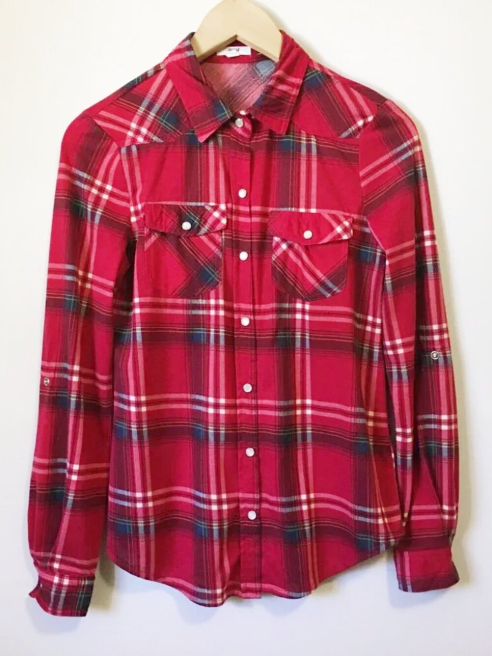 Lumberjack Retro Red Plaid  Flannel Style Button Up Shirt - Small